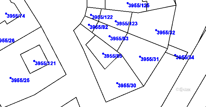 Parcela st. 3955/85 v KÚ Chotěboř, Katastrální mapa