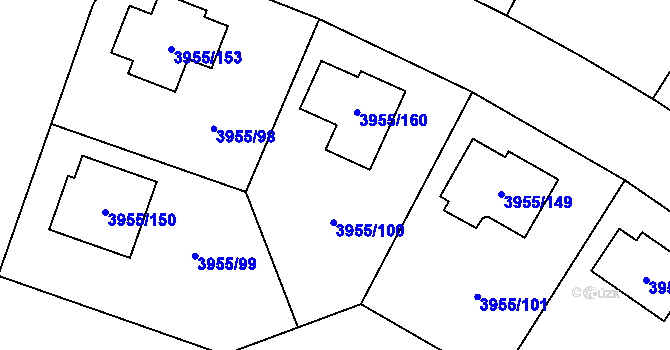 Parcela st. 3955/100 v KÚ Chotěboř, Katastrální mapa