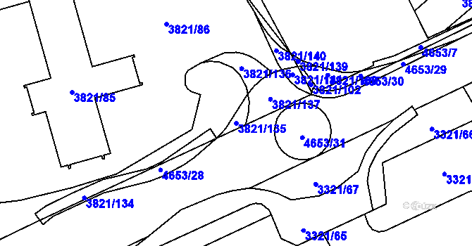 Parcela st. 3821/135 v KÚ Chotěboř, Katastrální mapa