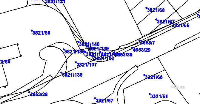 Parcela st. 3821/138 v KÚ Chotěboř, Katastrální mapa