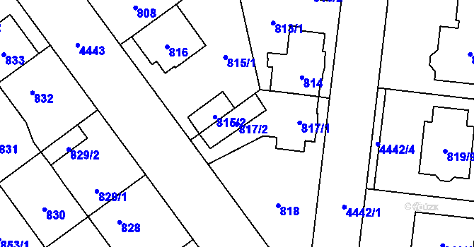 Parcela st. 817/2 v KÚ Chotěboř, Katastrální mapa