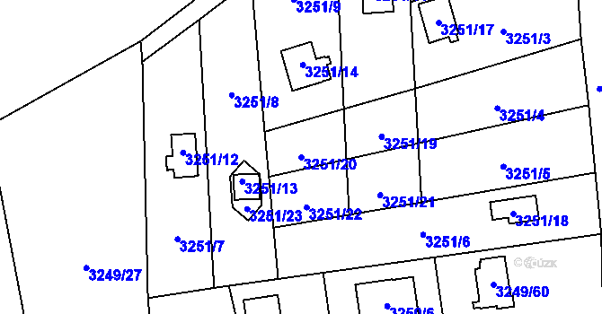 Parcela st. 3251/20 v KÚ Chotěboř, Katastrální mapa