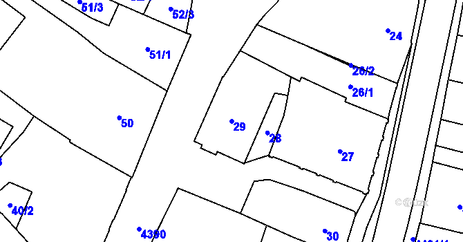 Parcela st. 29 v KÚ Chotěboř, Katastrální mapa