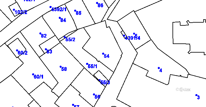 Parcela st. 54 v KÚ Chotěboř, Katastrální mapa
