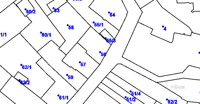 Parcela st. 56 v KÚ Chotěboř, Katastrální mapa