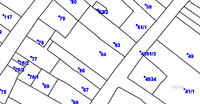Parcela st. 64 v KÚ Chotěboř, Katastrální mapa