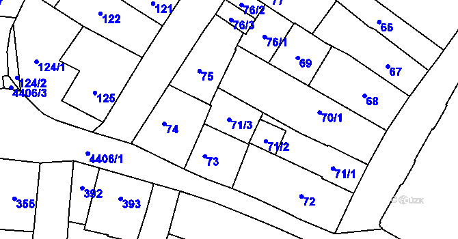 Parcela st. 71/3 v KÚ Chotěboř, Katastrální mapa