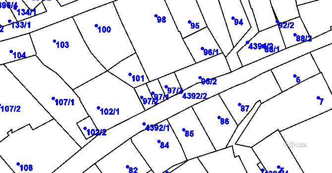 Parcela st. 97/3 v KÚ Chotěboř, Katastrální mapa