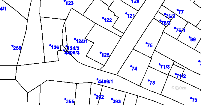 Parcela st. 125 v KÚ Chotěboř, Katastrální mapa