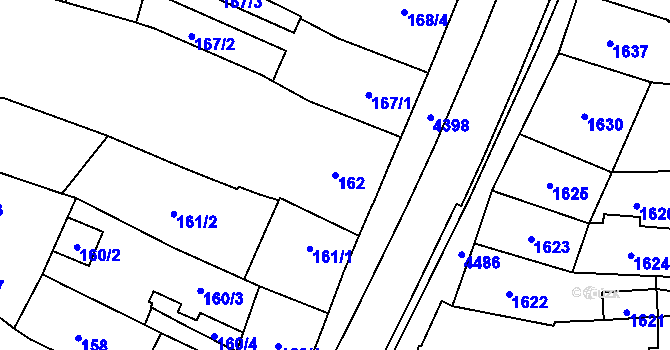 Parcela st. 162 v KÚ Chotěboř, Katastrální mapa
