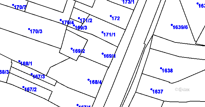 Parcela st. 169/1 v KÚ Chotěboř, Katastrální mapa