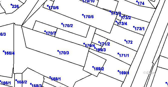 Parcela st. 170/4 v KÚ Chotěboř, Katastrální mapa