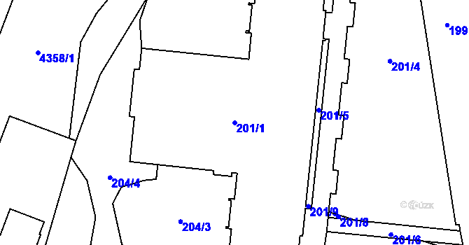 Parcela st. 201/1 v KÚ Chotěboř, Katastrální mapa