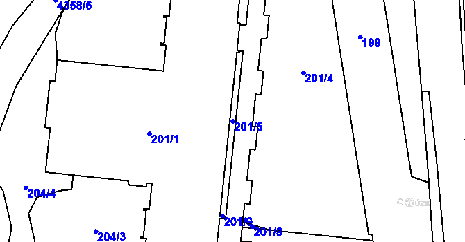 Parcela st. 201/5 v KÚ Chotěboř, Katastrální mapa