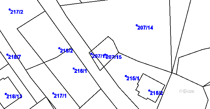 Parcela st. 207/15 v KÚ Chotěboř, Katastrální mapa