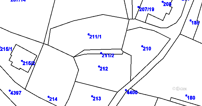 Parcela st. 211/2 v KÚ Chotěboř, Katastrální mapa