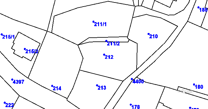 Parcela st. 212 v KÚ Chotěboř, Katastrální mapa