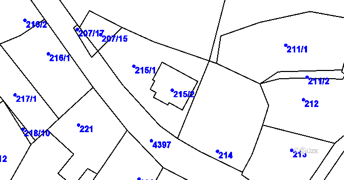Parcela st. 215/2 v KÚ Chotěboř, Katastrální mapa