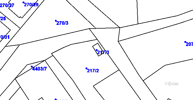 Parcela st. 217/3 v KÚ Chotěboř, Katastrální mapa