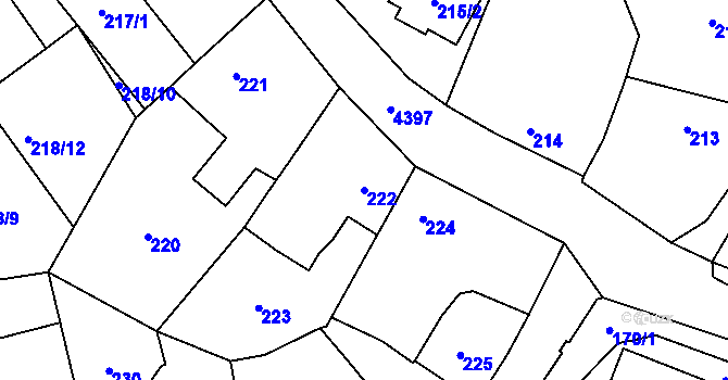 Parcela st. 222 v KÚ Chotěboř, Katastrální mapa