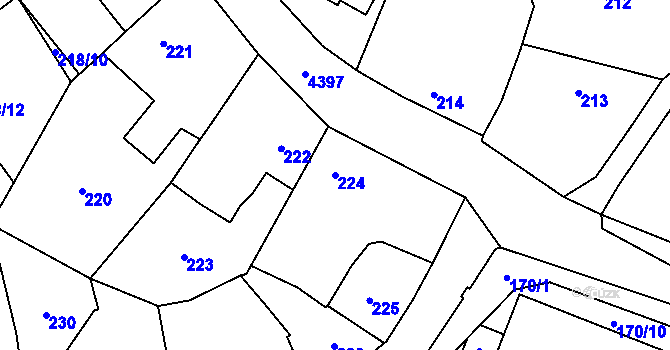 Parcela st. 224 v KÚ Chotěboř, Katastrální mapa