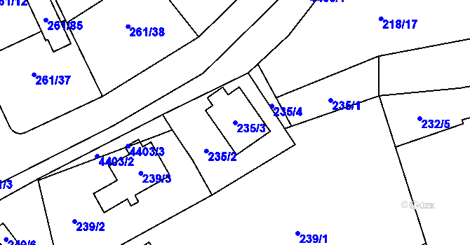 Parcela st. 235/3 v KÚ Chotěboř, Katastrální mapa