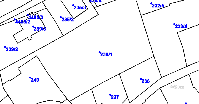 Parcela st. 239/1 v KÚ Chotěboř, Katastrální mapa