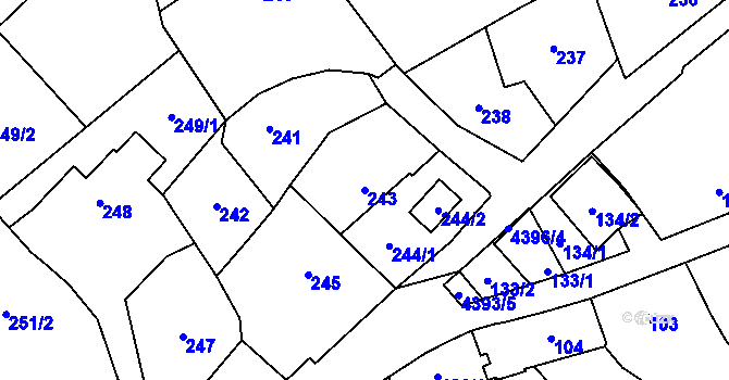 Parcela st. 243 v KÚ Chotěboř, Katastrální mapa