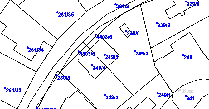 Parcela st. 249/5 v KÚ Chotěboř, Katastrální mapa
