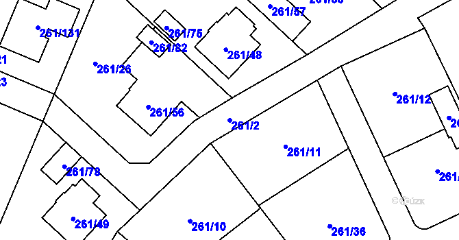 Parcela st. 261/2 v KÚ Chotěboř, Katastrální mapa