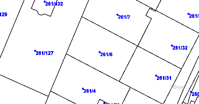 Parcela st. 261/6 v KÚ Chotěboř, Katastrální mapa