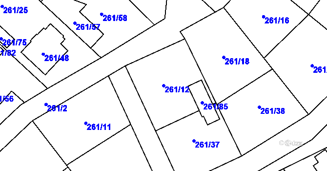 Parcela st. 261/12 v KÚ Chotěboř, Katastrální mapa