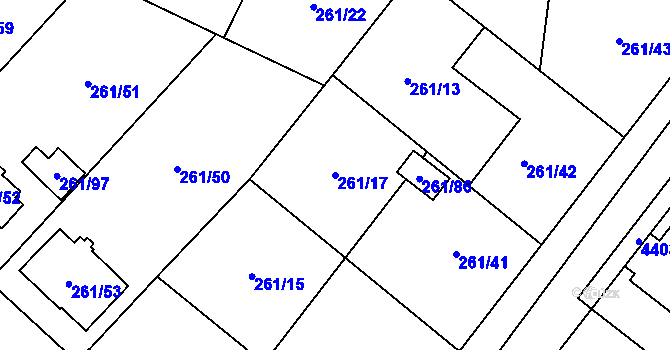 Parcela st. 261/17 v KÚ Chotěboř, Katastrální mapa