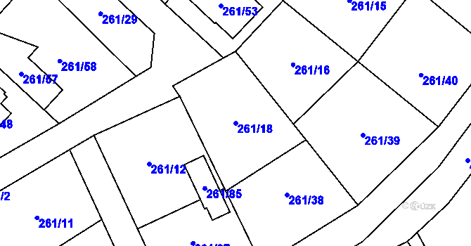 Parcela st. 261/18 v KÚ Chotěboř, Katastrální mapa