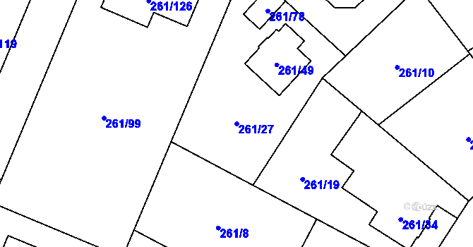 Parcela st. 261/27 v KÚ Chotěboř, Katastrální mapa