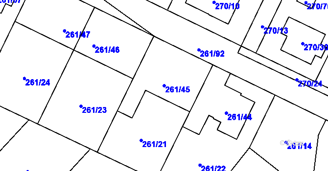Parcela st. 261/45 v KÚ Chotěboř, Katastrální mapa