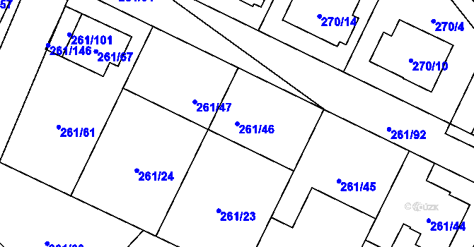 Parcela st. 261/46 v KÚ Chotěboř, Katastrální mapa