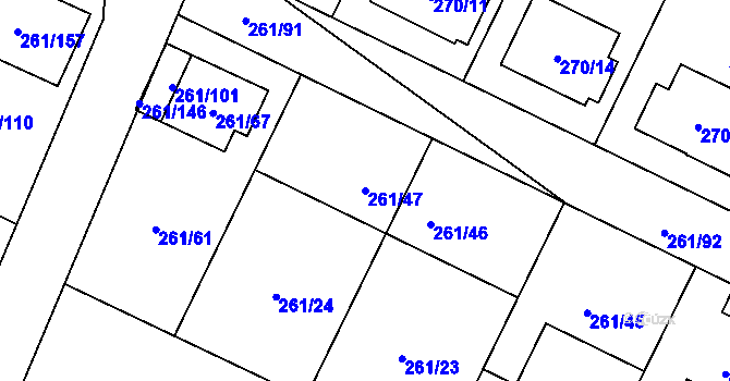 Parcela st. 261/47 v KÚ Chotěboř, Katastrální mapa