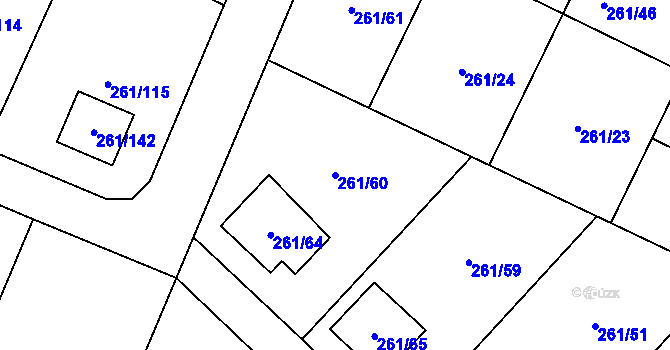 Parcela st. 261/60 v KÚ Chotěboř, Katastrální mapa