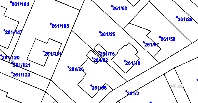 Parcela st. 261/75 v KÚ Chotěboř, Katastrální mapa