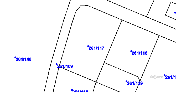 Parcela st. 261/117 v KÚ Chotěboř, Katastrální mapa
