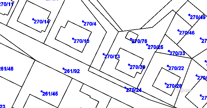 Parcela st. 270/13 v KÚ Chotěboř, Katastrální mapa