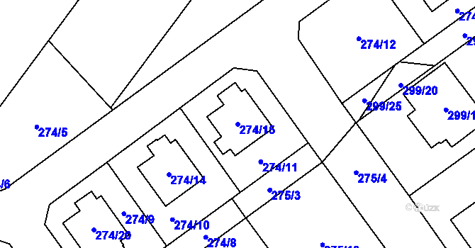 Parcela st. 274/15 v KÚ Chotěboř, Katastrální mapa