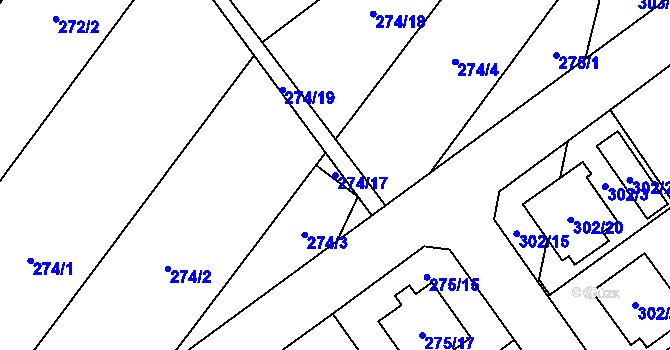 Parcela st. 274/17 v KÚ Chotěboř, Katastrální mapa