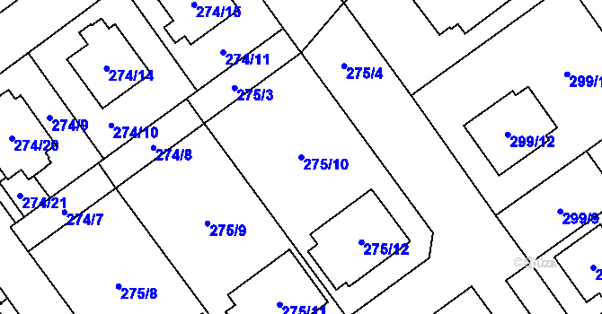 Parcela st. 275/10 v KÚ Chotěboř, Katastrální mapa