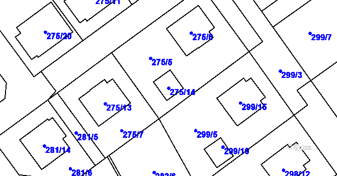 Parcela st. 275/14 v KÚ Chotěboř, Katastrální mapa