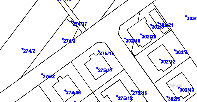 Parcela st. 275/15 v KÚ Chotěboř, Katastrální mapa
