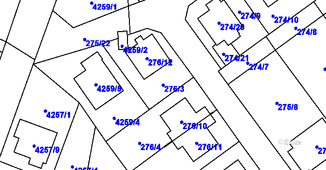 Parcela st. 276/3 v KÚ Chotěboř, Katastrální mapa