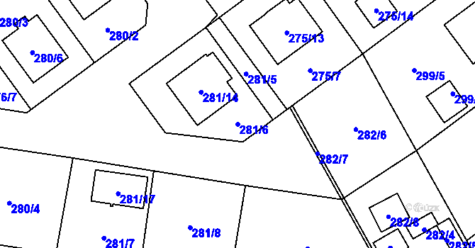 Parcela st. 281/6 v KÚ Chotěboř, Katastrální mapa
