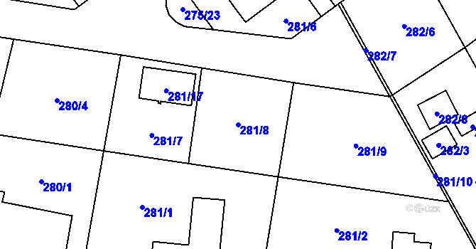 Parcela st. 281/8 v KÚ Chotěboř, Katastrální mapa